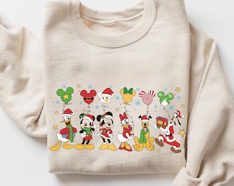Disney Christmas Sweatshirt, Mickey & Friends Christmas Balloon Sweatshirt, Disney Magic Kingdom Christmas, Mickey Minnie Christmas Shirt