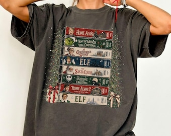 Comfort Colors Vintage Christmas VHS Shirt, Retro Holiday Movie Tee, Funny Christmas Movies T-Shirt, Cozy Xmas Movie Outfit