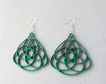Metallic Green earrings, Sterling hooks