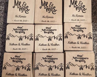 Favores de la boda posavasos de madera personalizados