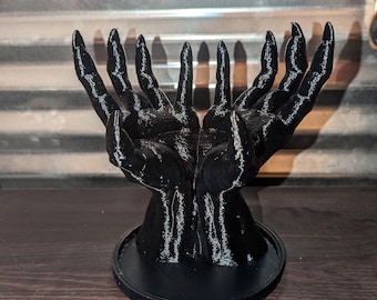 Decoración de pecera de reptil con mano derecha de demonio demonio aterrador, serpiente trepadora de árbol