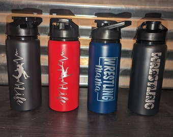 Botellas de agua de aluminio de lucha libre - Grabado con láser