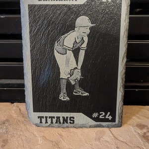 Personalized 4x6 Laser Etched Slate Baseball Card - Customizable Collectible