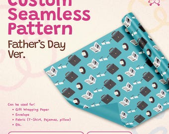 Father's Day - "Office Dad" Seamless Pattern Wrapping Paper Gifts