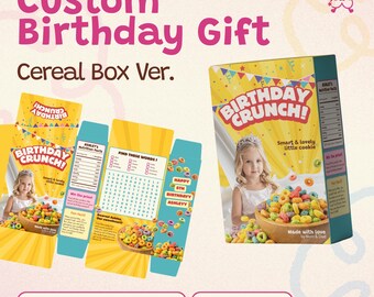 Editable Cereal Box Canva Template -  Kids Birthday Decor "Birthday Crunch"