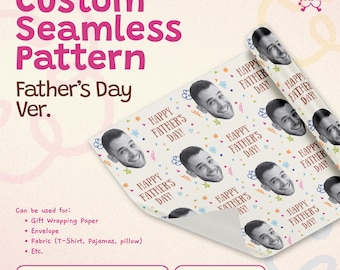 Father's Day - Personalized Dad's Face Seamless Pattern Wrapping Paper Gifts
