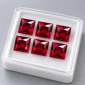 Natural Red Ruby Princess Cut Lot Gemstones Mozambique Origin Jewelry Making (7mm)