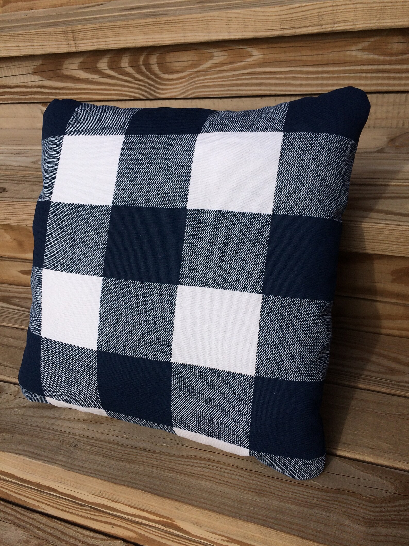 Navy Buffalo Check Pillow Etsy