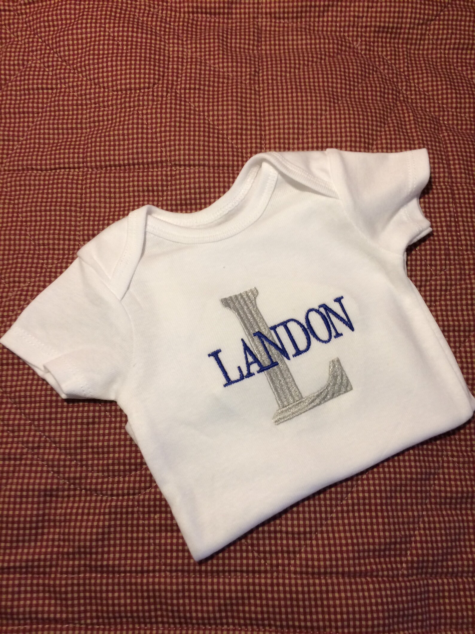 Baby Boy Embroidered Bodysuit Etsy
