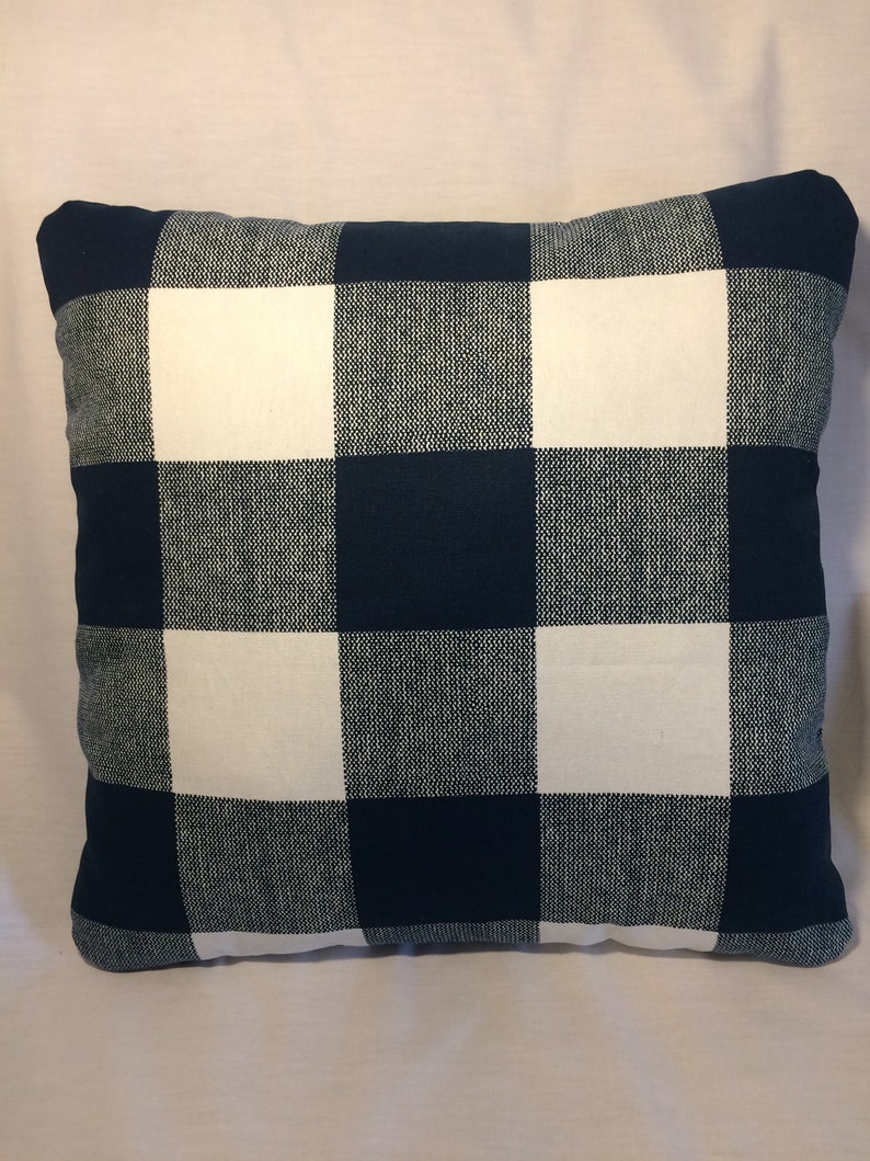 Navy Buffalo Check Pillow Etsy