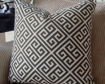 Brown and cream greek key pillow cover 20 x 20 FREE SHIPPING!