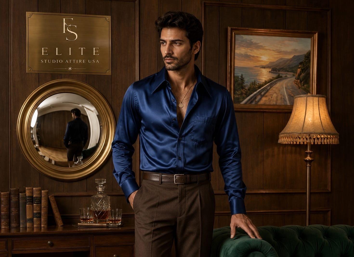 royal blue satin dress shirt Satin Shirt Men Royal Blue Shiny Silky Tie Set DE 3012