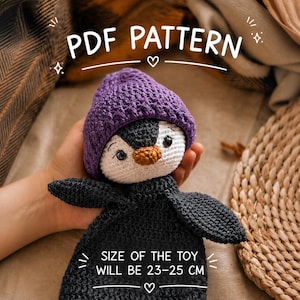 Crochet Penguin Lovey Pattern, Baby Security Blanket, Amigurumi Comforter (PDF Pattern)