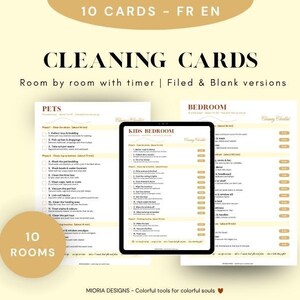 Minimalist ADHD cleaning chart digital checklist to reduce mental load room-by-room cleaning planner