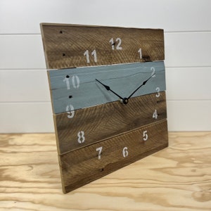 ORIGINAL Reclaimed Pallet Wood Wall Clock Interesting Aqua image 2