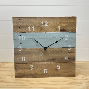 ORIGINAL Reclaimed Pallet Wood Wall Clock Interesting Aqua image 1
