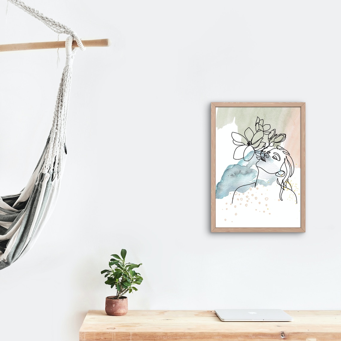 Pastel Watercolor Wall Art Printable PDF Woman With Flowers Etsy