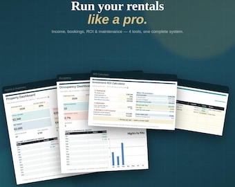 Complete Airbnb Host Toolkit Bundle for Income, Booking, Occupancy, ROI Maintenance with Vacation Rental Management in Excel and GoogleSheet