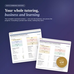 Tutor Spreadsheet Bundle Tutoring Business and Student Progress with Tuition, Exam Countdown and Reports for Excel and Google Sheets