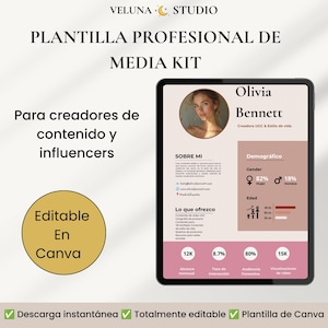 Plantilla Media Kit Canva, Media Kit para Influencers, Media Kit UGC Editable,Creadoras de Contenido.