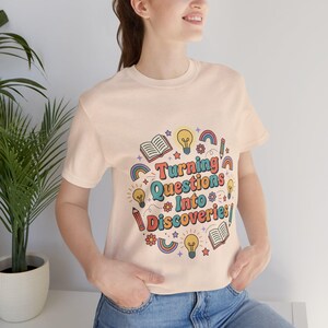 T-shirt van vragen in ontdekkingen | T-shirt voor leraar natuurkunde