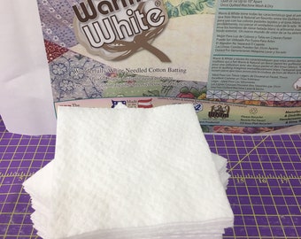 CUSTOM-9.5"-300 Pre-Cut Squares WARM & WHITE Cotton Batting Quilt Squares-Bowl Cozy (Cozie)-Rag Quilts-Potholders-Quilting-Sewing