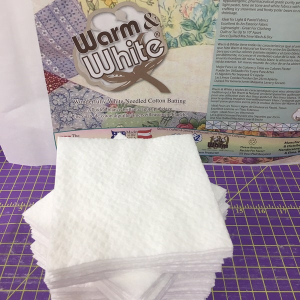 3"-12.5" Pre-Cut Squares WARM&WHITE Cotton Batting Quilt Squares-Bowl Cozy/Cozie-Rag Quilts-Potholders-Quilting-Sewing-Handmade Gift Liners