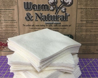 2.5"-12.5" Pre-Cut Squares WARM & NATURAL Cotton Batting Quilt Squares-Bowl Cozy/Cozie-Rag Quilts-Potholders-Sewing-Handmade Gift Liner