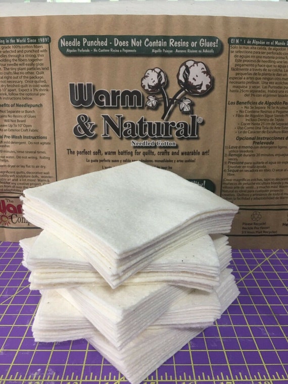 2.5"-12.5" Pre-Cut Squares WARM & NATURAL Cotton Batting Quilt Squares-Bowl Cozy/Cozie-Rag Quilts-Potholders-Sewing-Handmade Gift Liner