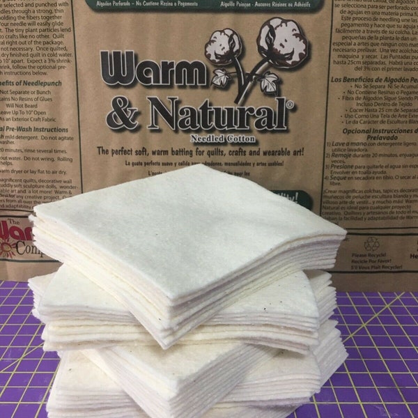 3"-12.5" Pre-Cut Squares WARM&NATURAL Cotton Batting Quilt Squares-Bowl Cozy/Cozie-Rag Quilts-Potholders-Quilting-Sewing-Handmade Gift Liner