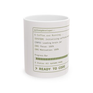 Ready to Code Console Mug | Programming Coffee Mug, Coding Progress Bar