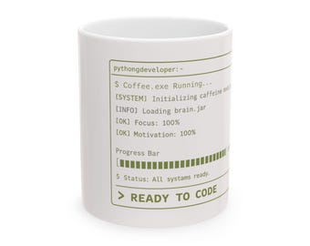 Ready to Code Console Mug | Programming Coffee Mug, Coding Progress Bar