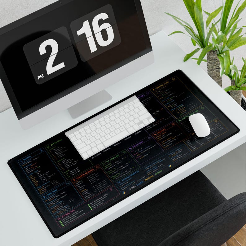 Python Cheat Sheet Desk Mat | Programming Reference, Coding Keyboard Mat image 3