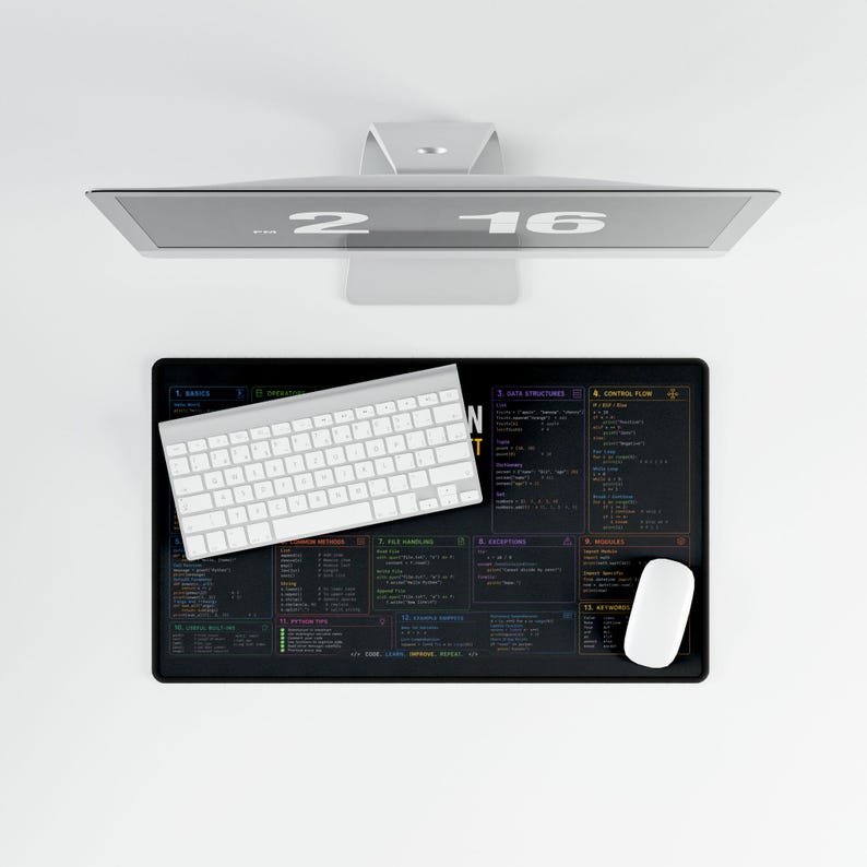Python Cheat Sheet Desk Mat | Programming Reference, Coding Keyboard Mat image 8