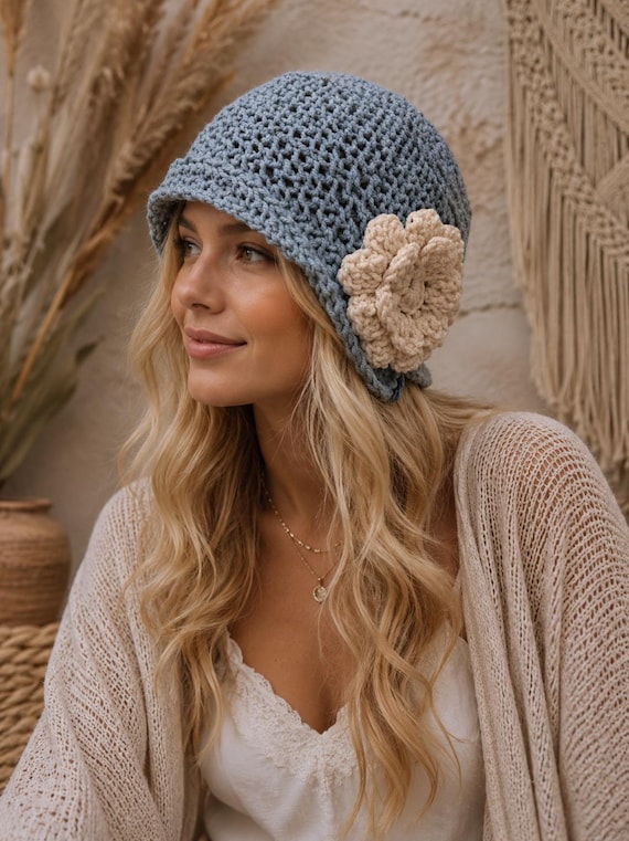 Crochet Cloche Bonnet Pattern, Crochet Hat Pattern, Boho Hat Pattern, Gatsby Hat Pattern, Digital pattern