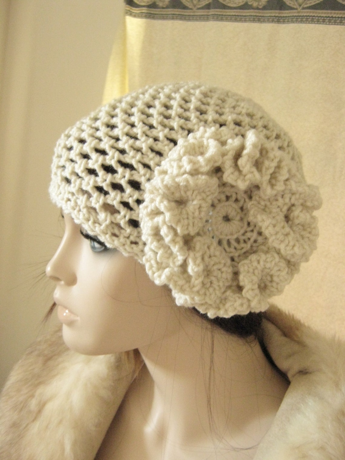 Crochet Hat, Lace Hat, Mesh Hat, Beanie, Skull Cap, Summer Hat, Fishnet ...
