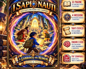Libro de matemáticas para niños de 7 a 10 años | Juegos, aventuras y ejercicios | Archivo PDF para teléfonos móviles e imprimibles – Sapionauti