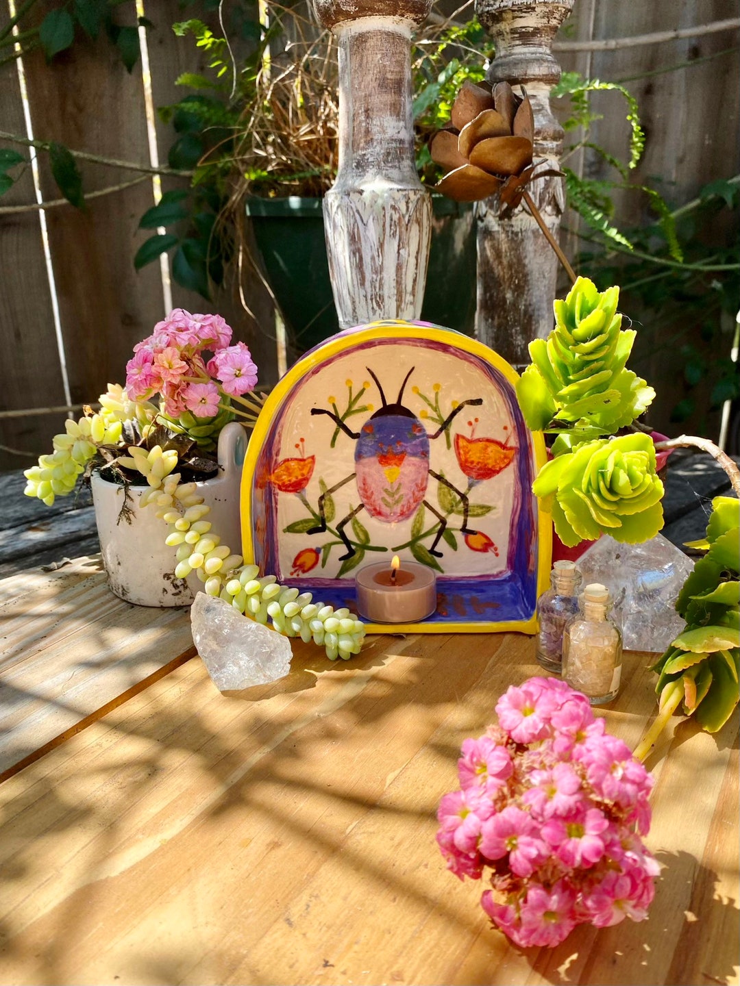 Ceramic Altar for Ritual Space Beautiful Magical Beetle Handmade and