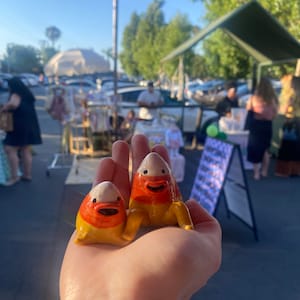 Candy Corn Buddies- Handmade Halloween decor- Creepy Cute Fall Figurines and Eveyday Shelf Sitters!