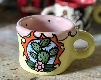 Sweet Western ceramic Cactus mug! Vintage inspired cup!