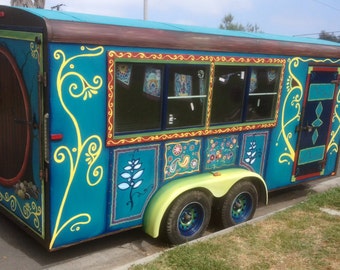 Whimsical Wheels! Custom painted hippie wagon/caravan! Create your own mobile beauty!