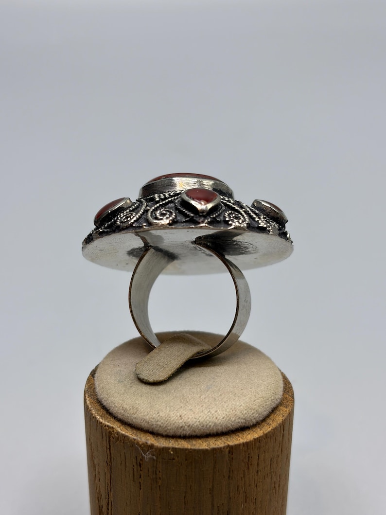Ring Shape Red Vintage Carnelian Ring, Large Red Stone Statement Ring, Carnelian ...