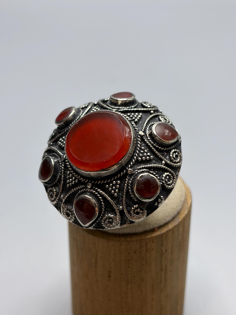 Ring Shape Red Vintage Carnelian Ring, Large Red Stone Statement Ring, Carnelian ...