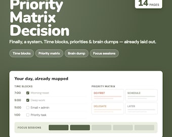 ADHD Priority Matrix Decision Worksheet 14 Page Printable Planner for Adults with ADHD Task Organization Bundle