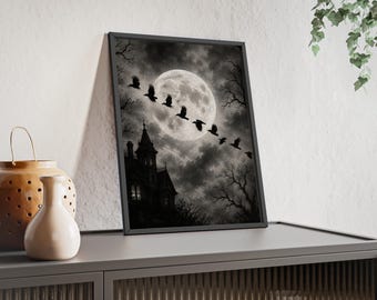 Haunted Moon Poster | Wooden Frame