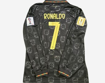 Cristiano Ronaldo #7 Portugal 2026 WM Schwarzes Langarm Trikot, Fan Geschenk