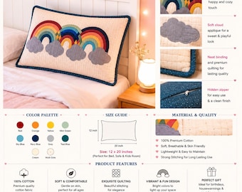 Verschlungener Regenbogen Kissen- Schnittmuster, PDF, verstricktes Kissen-Schnittmuster, Applikations-Kissen-Muster, Modernes Regenbogen-Kissen,