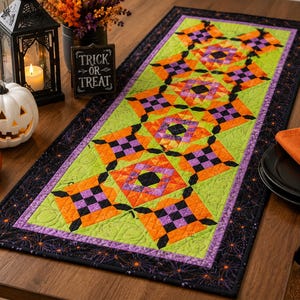 Halloween Table Runner Quilt Pattern PDF | Pumpkin Patchwork Table Mat | Spooky Beginner Quilting Pattern | Digital Quilt Pattern