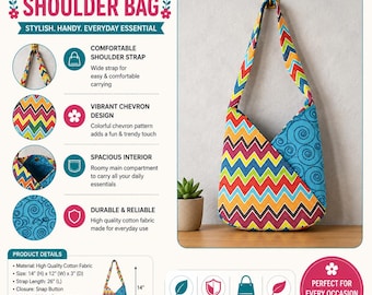 Helle Chevron Tasche Schnittmuster PDF, Sling Bag Pattern, Crossbody Tote Template, Wendeschultertasche Tutorial