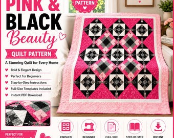 Churning Nine Patch Stern, Quilt-Muster PDF, Throw Quilt Pattern, Neun Patch Quilt-Muster, moderne Quilt-Muster, digitaler Download